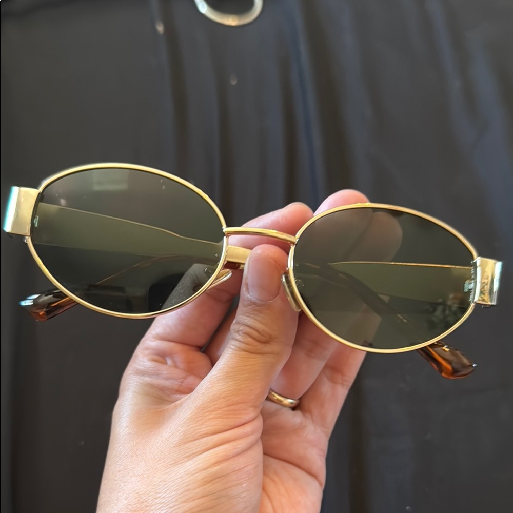 Gold and Tortoise Shell Oval Sunglasses
